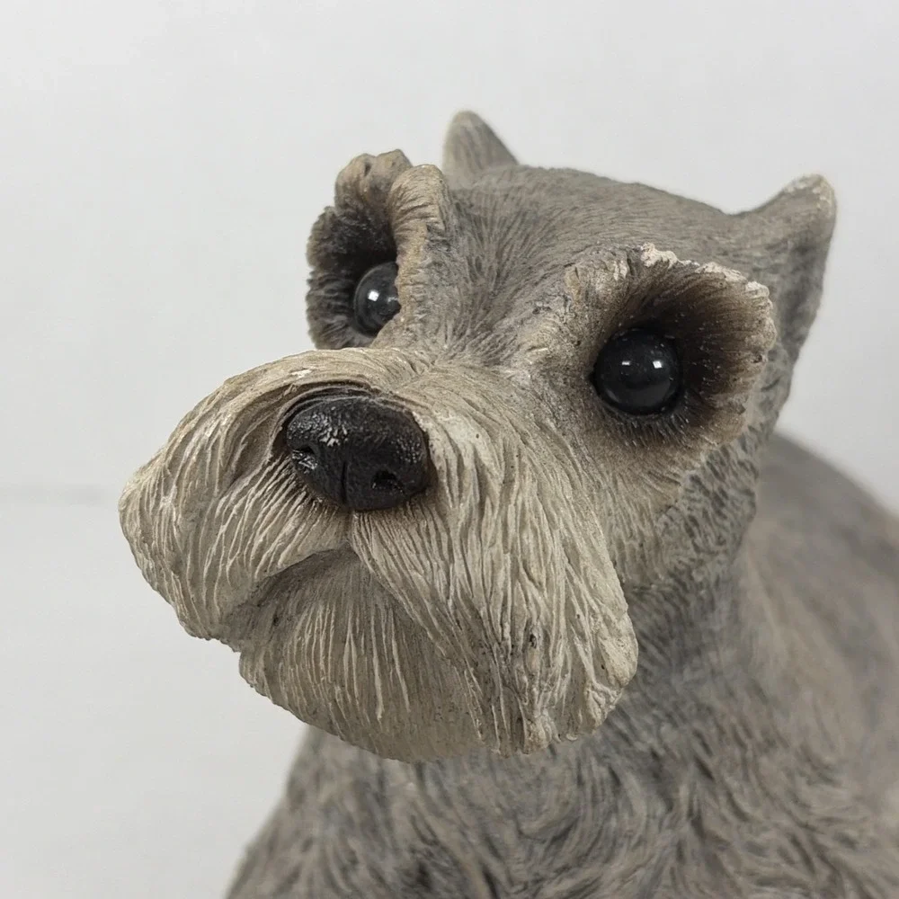 Vintage 1981 Sandicast Schnauzer Dog Figurine Sculpture Signed Sandra Brue
